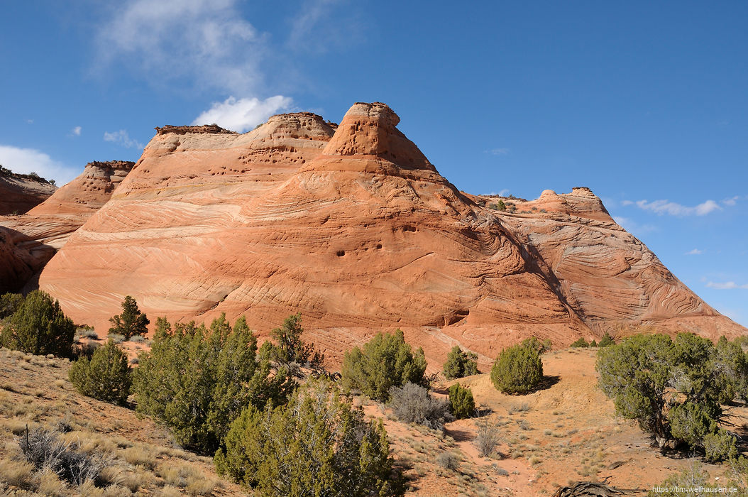Bilder aus dem S�dwesten der USA - Auf dem Weg zur Harris-Wash l�uft man durch eine bunt-gequirlte Landschaft.