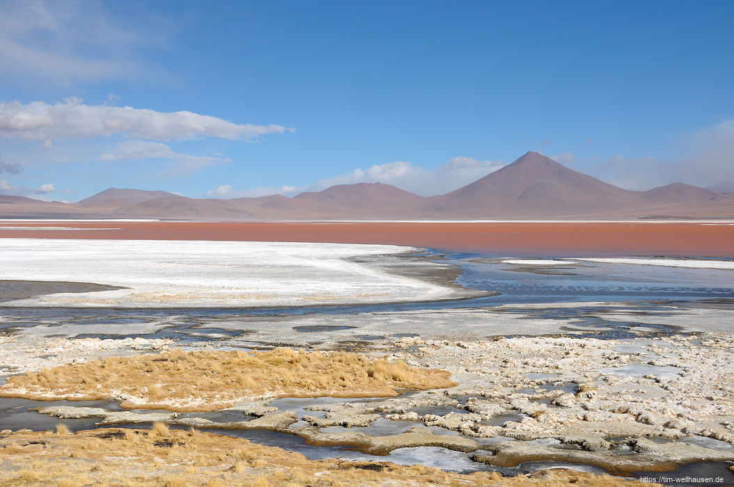 Die Laguna Colorada - ihre rote Färbung ist natürlichen Ursprungs.