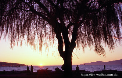 Sonnenuntergang in Vancouver - Die Sonne versinkt im Meer zwischen der UBC-Halbinsel und den Bergen im Norden