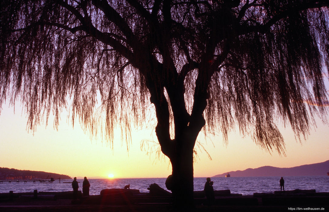 Sonnenuntergang in Vancouver - Die Sonne versinkt im Meer zwischen der UBC-Halbinsel und den Bergen im Norden