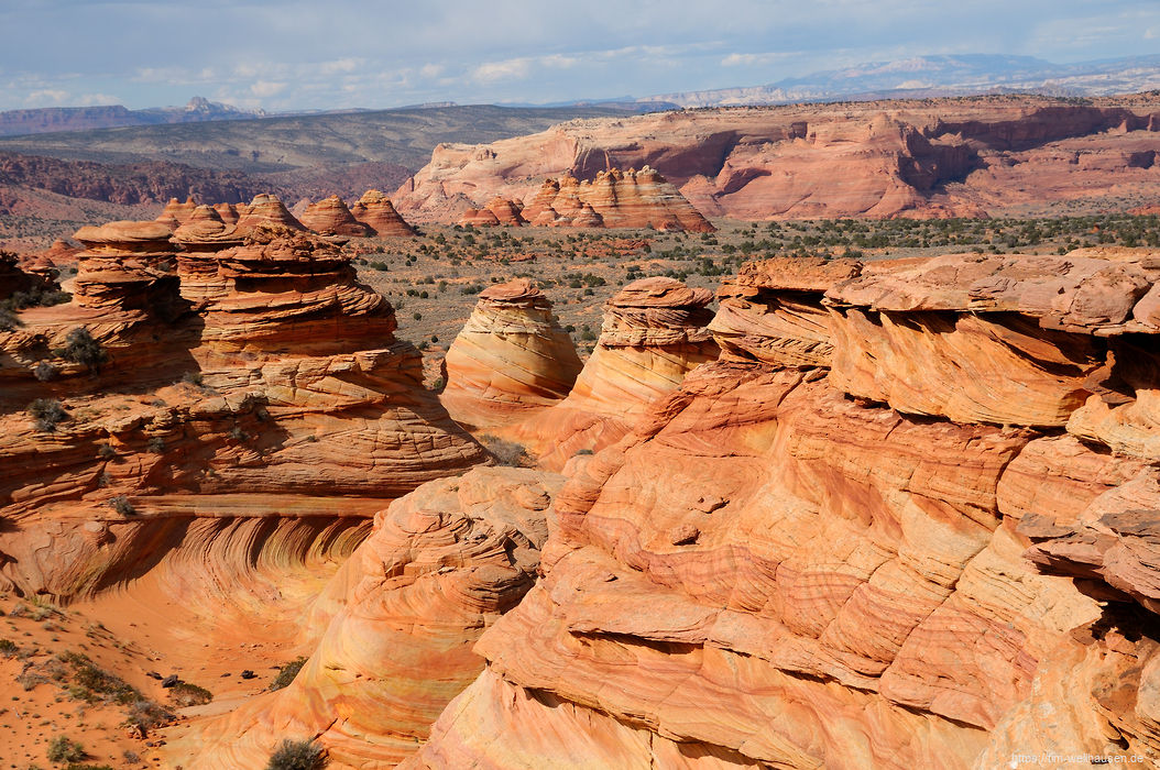 Im Herzen der Coyote Buttes South mit Blick auf die Teepees